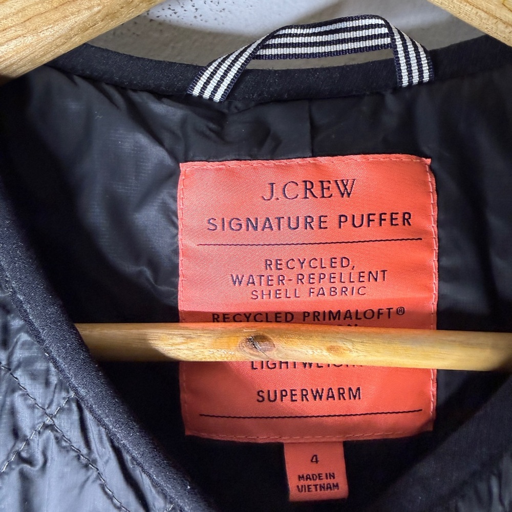 J Crew Quilted Lightweight Button Jacket Black St… - image 3